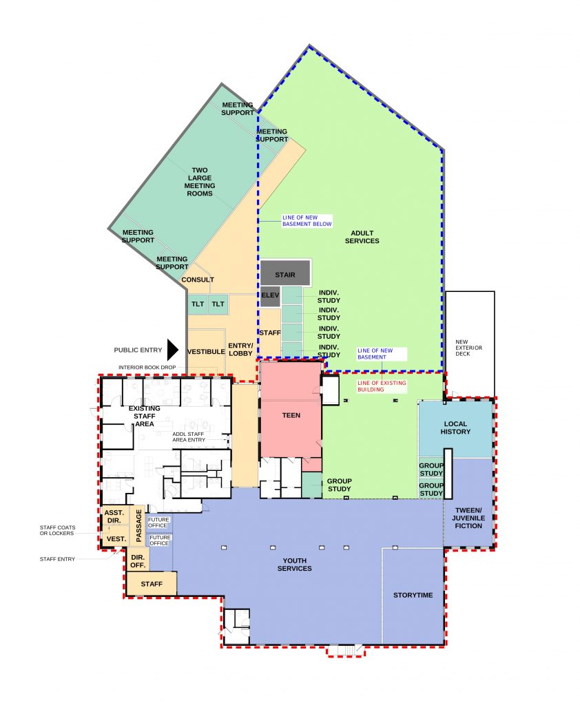 Proposed building plans for Community Library expansion.