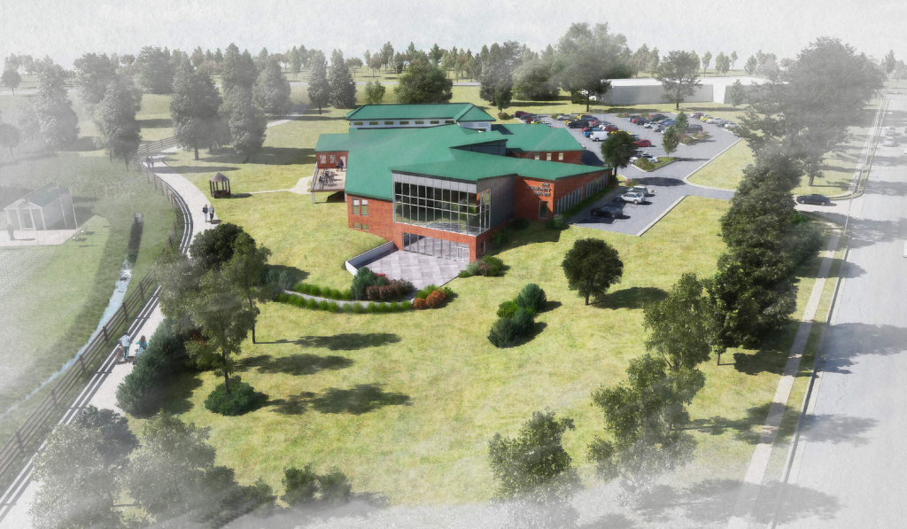 Rendering of outside of building for proposed expansion for Community Library 2025.