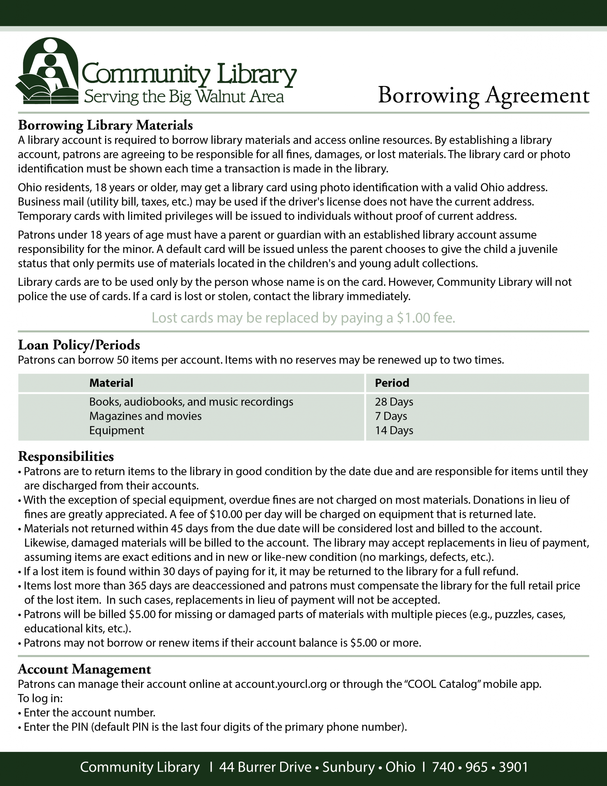 Community Library Borrowing Policy